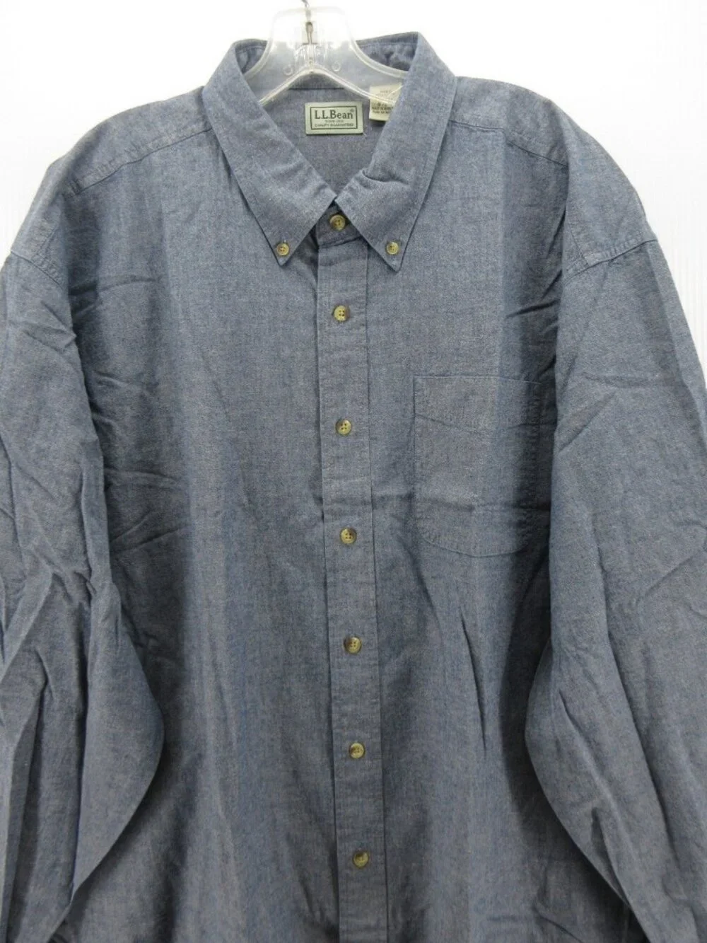 VINTAGE LL Bean Shirt XXL Tall Chambray Button Down Preppy Pocket